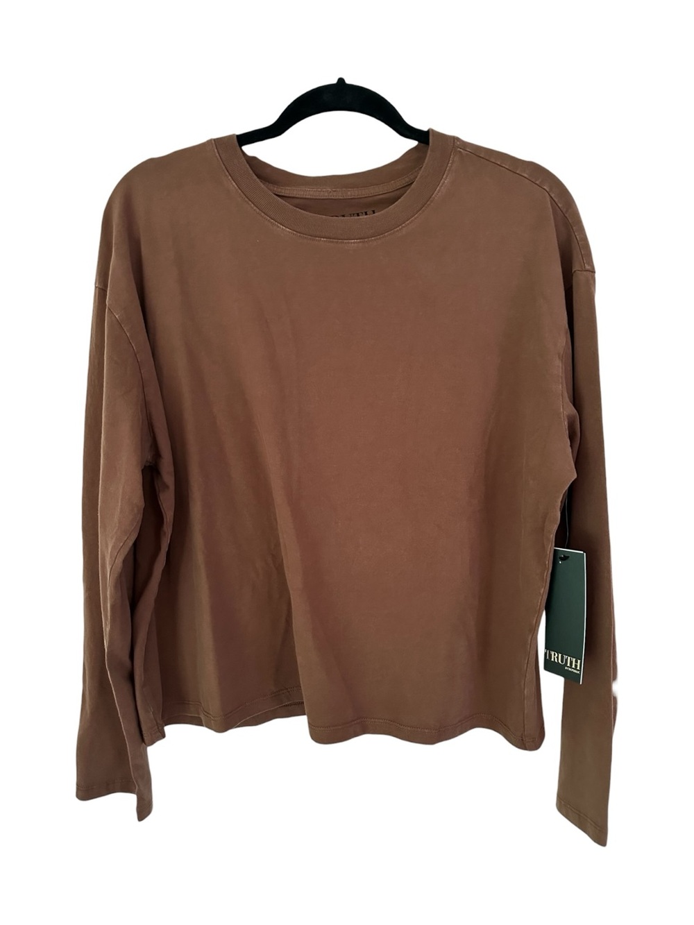 Truth Brown Crewneck Long Sleeve Cotton Tee